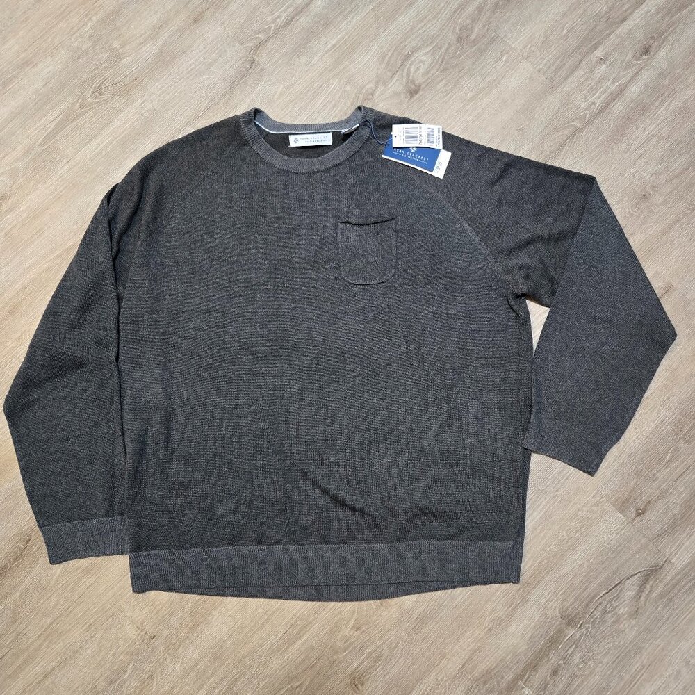 NWT Ryan Seacrest Distinction Men"s Sweater Pullover Crew Neck Grey Size XXL 2X